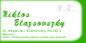 miklos blazsovszky business card